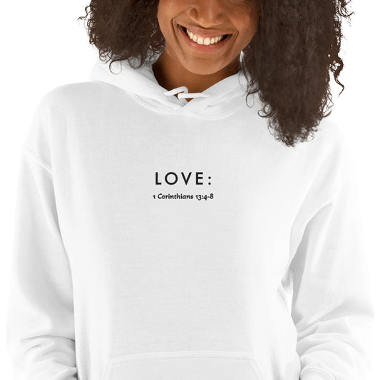 White Unisex Love Definition Hoodie